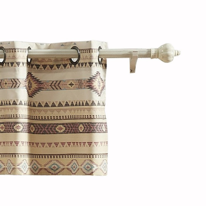Lined Polyester Valance with 2 Inch Header and Kilim Pattern, Multicolor