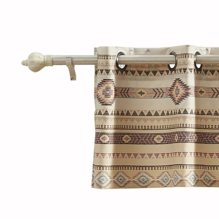 Lined Polyester Valance with 2 Inch Header and Kilim Pattern, Multicolor