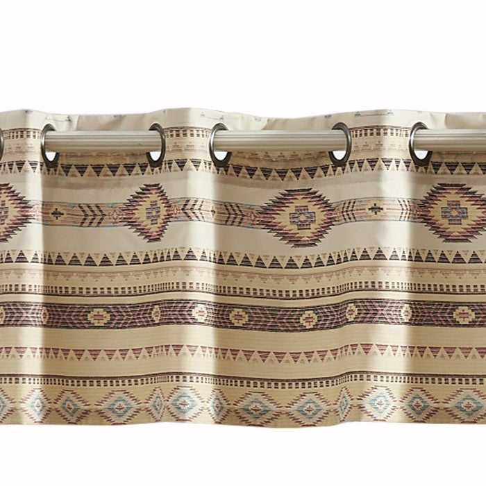 Lined Polyester Valance with 2 Inch Header and Kilim Pattern, Multicolor