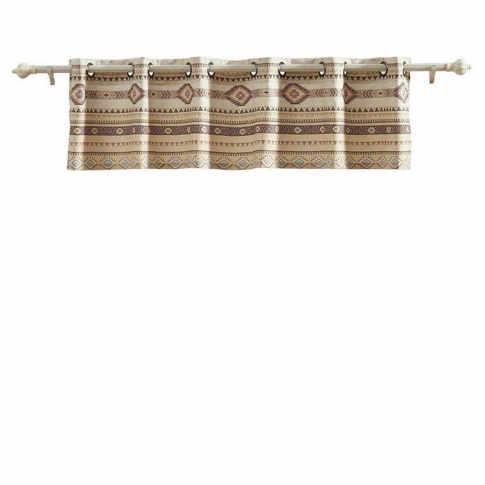 Lined Polyester Valance with 2 Inch Header and Kilim Pattern, Multicolor