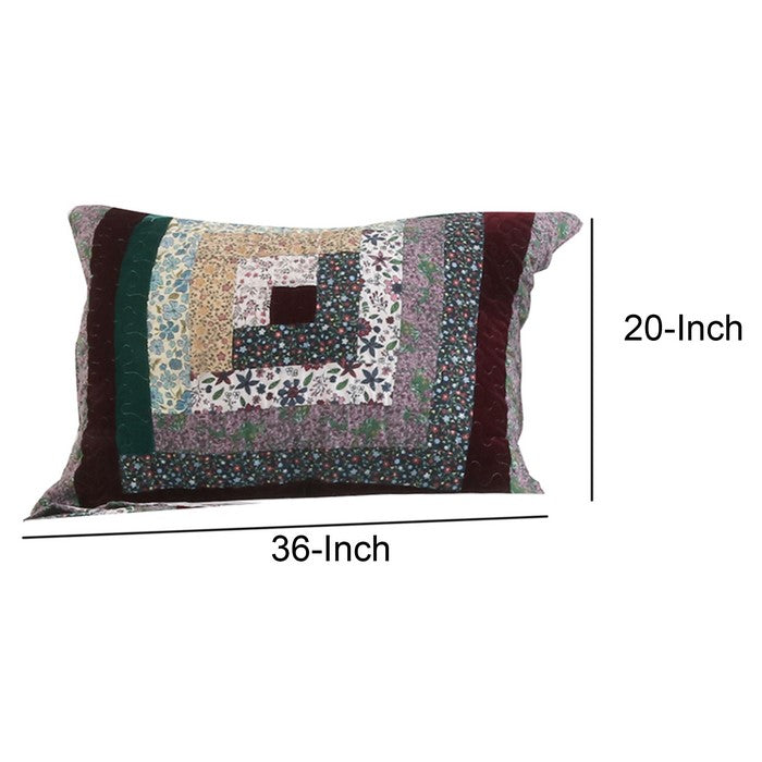 20 X 36 Floral Print Pillow Sham with Cotton and Polyester Fill,Multicolor