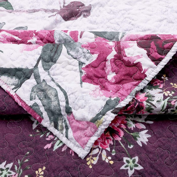 50 X 60 Cotton and Microfiber Throw Quilt with Rose Prints, Multicolor
