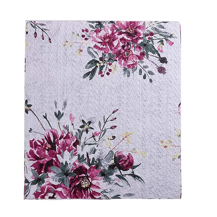 50 X 60 Cotton and Microfiber Throw Quilt with Rose Prints, Multicolor