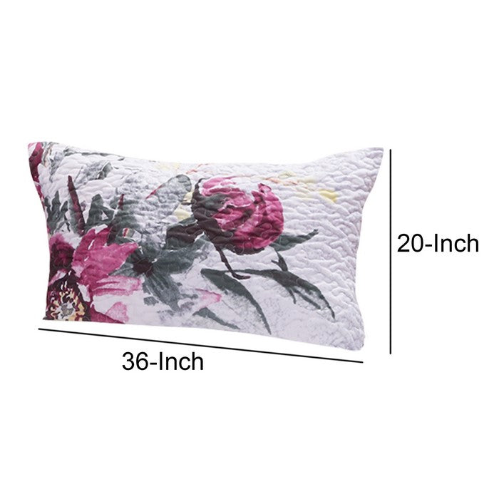 20 X 36 Rose Printed Sham with Cotton and Polyester Filling, Multicolor