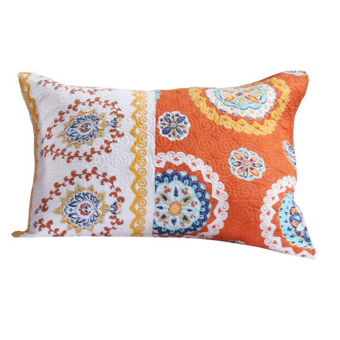 20 X 36 Medallion Pattern Sham with Cotton and Polyester Filling,Multicolor
