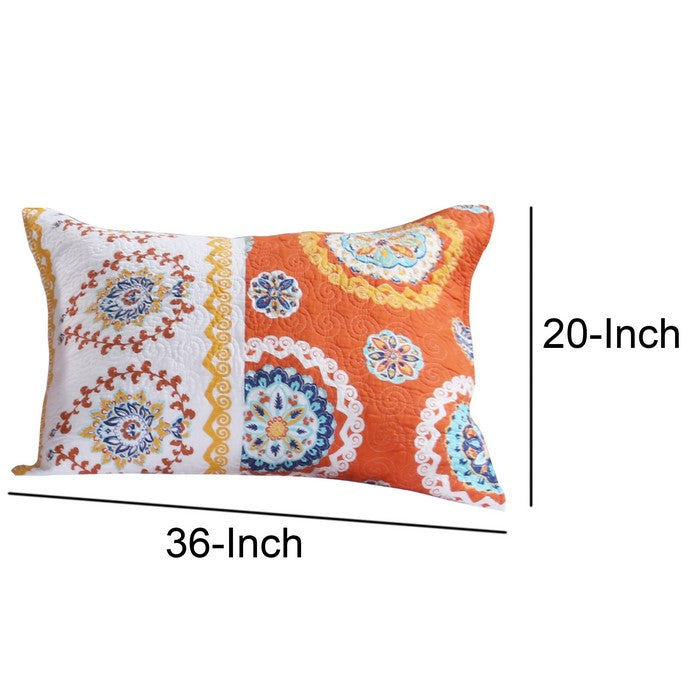 20 X 36 Medallion Pattern Sham with Cotton and Polyester Filling,Multicolor