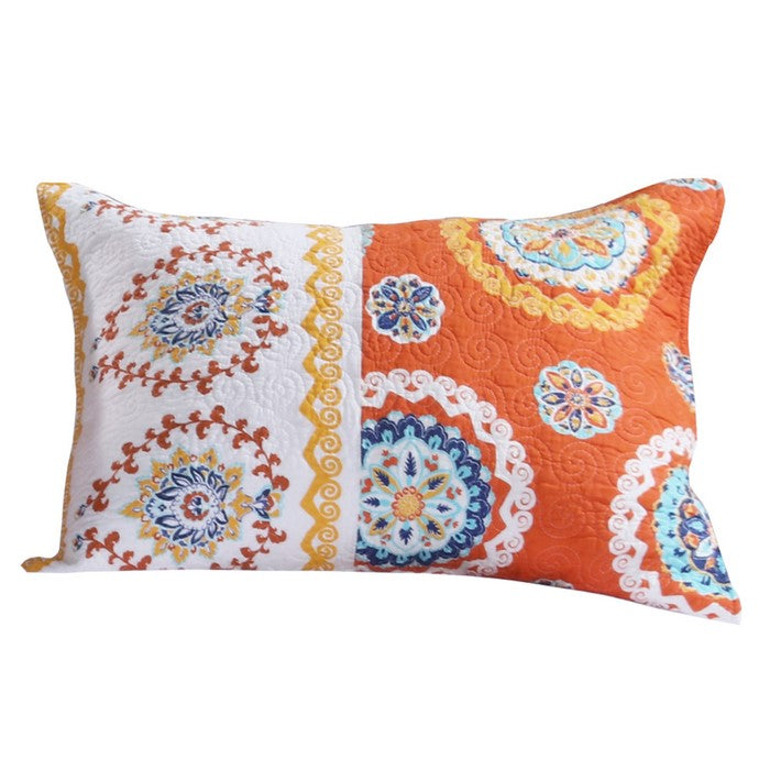 20 X 26 Medallion Pattern Sham with Cotton and Polyester Filling,Multicolor