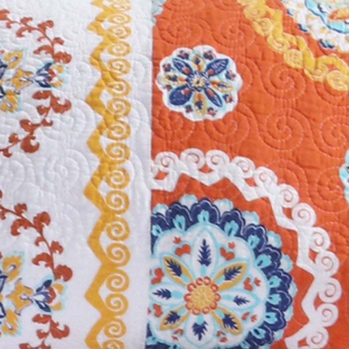 20 X 26 Medallion Pattern Sham with Cotton and Polyester Filling,Multicolor