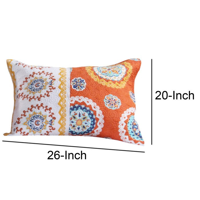 20 X 26 Medallion Pattern Sham with Cotton and Polyester Filling,Multicolor