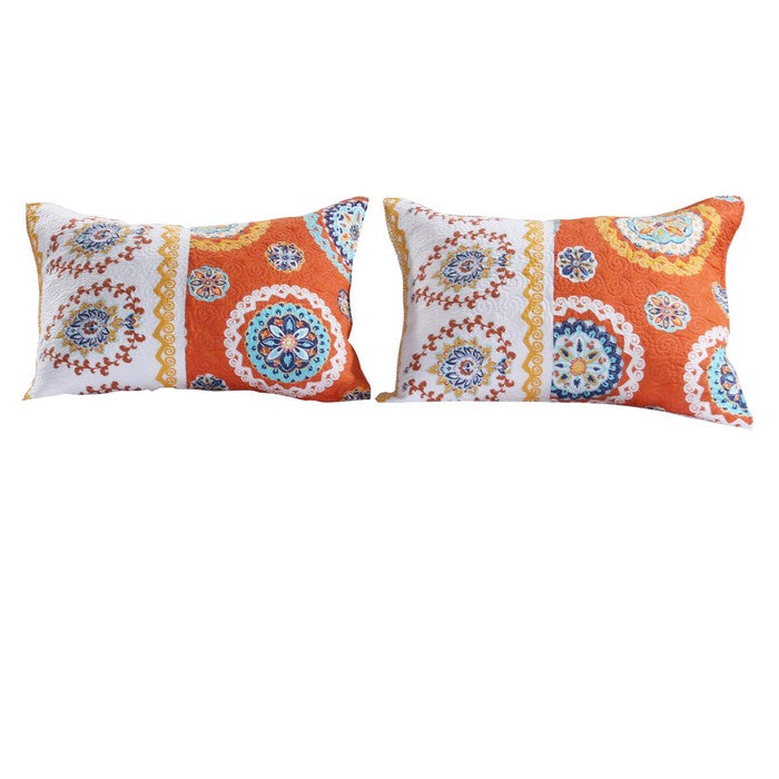 20 X 26 Medallion Pattern Sham with Cotton and Polyester Filling,Multicolor