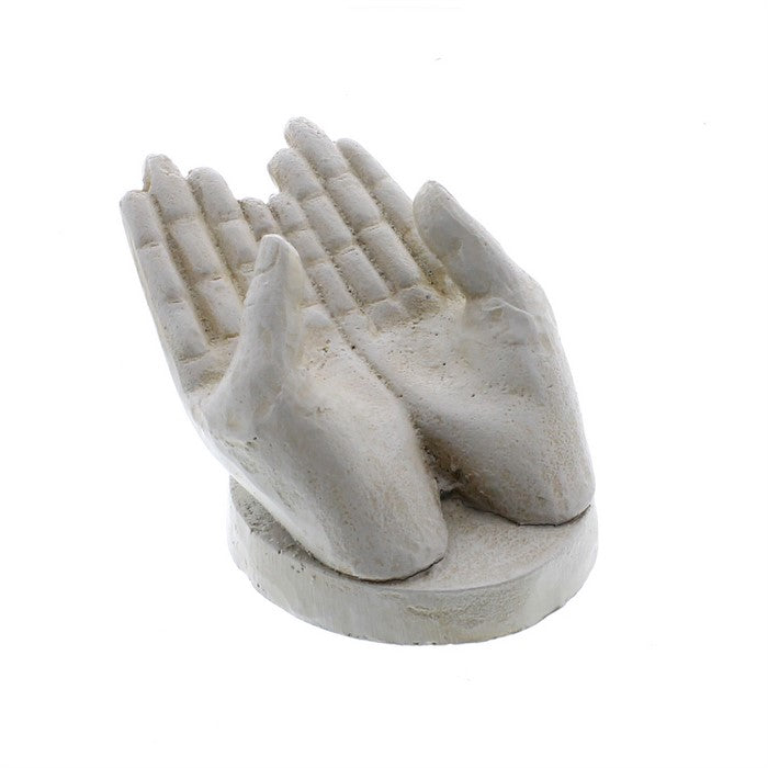 Antique Cast Iron Hands Card Holder With Rough Finishes, White