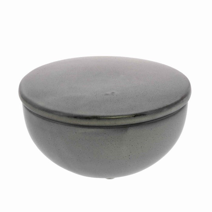Modern Style Ceramic Canister With Broad Lid and Oval Base, Blue