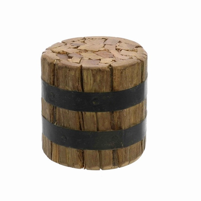 Modern Designed Wooden Bundle With 2 Layers Of Metal Pressings, Brown