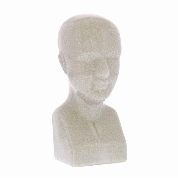 Antique Designed Ceramic Phrenology Head With Shattered Look, White