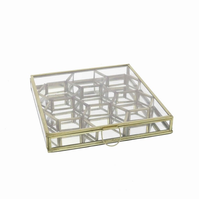 Modern Designed Honeycomb Box with Separate Compartments, Gold and Clear