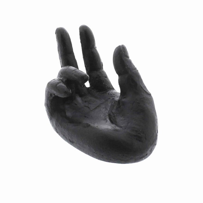 Antique Designed Single Hand Card Holder With Rough Finish, Black