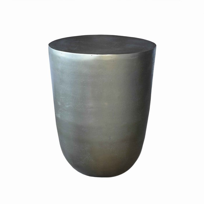 Modern Style Extraterrestrial Looking Metal Drum Table, Gray