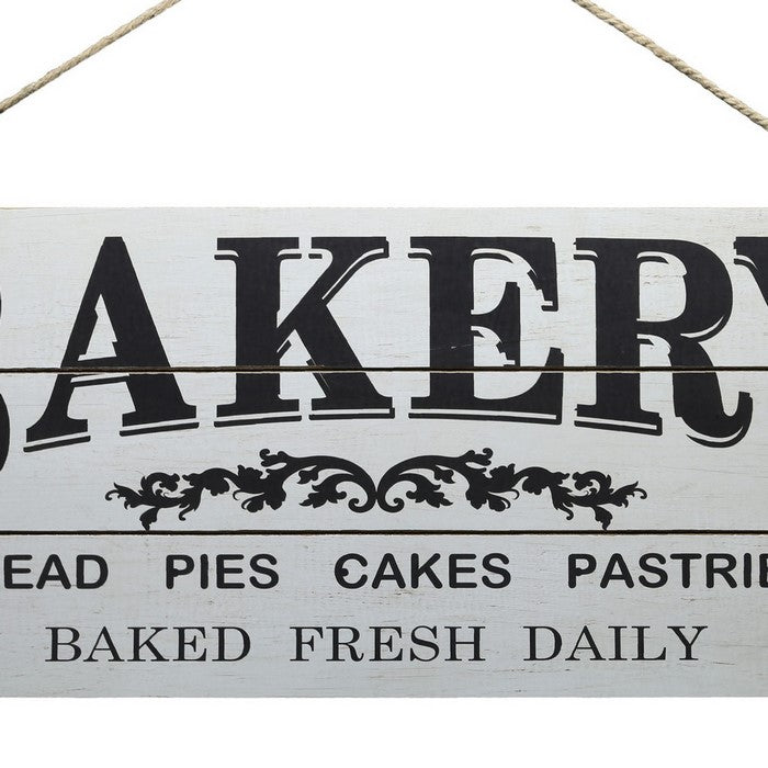 Wooden Wall Art with Bakery Typography, Set of 2, White and Black