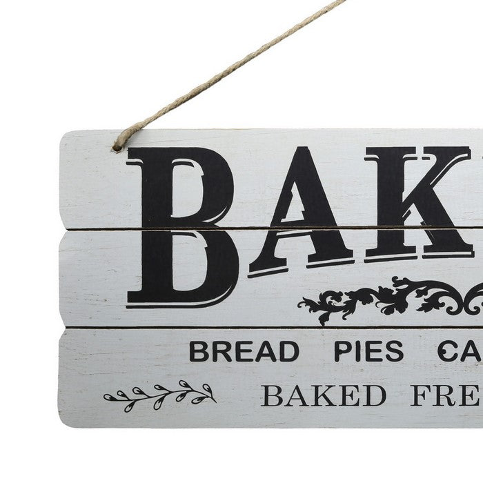 Wooden Wall Art with Bakery Typography, Set of 2, White and Black