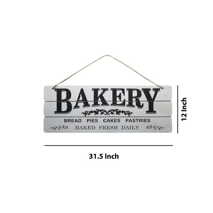 Wooden Wall Art with Bakery Typography, Set of 2, White and Black