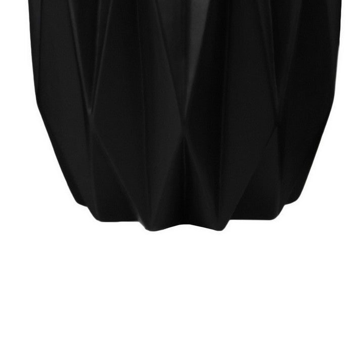 Ribbed Design Ceramic Vase with Uneven Lip, Set of 2, Black