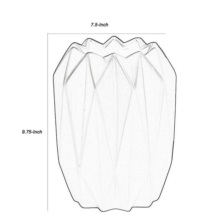 Ribbed Design Ceramic Vase with Uneven Lip, Set of 2, Black