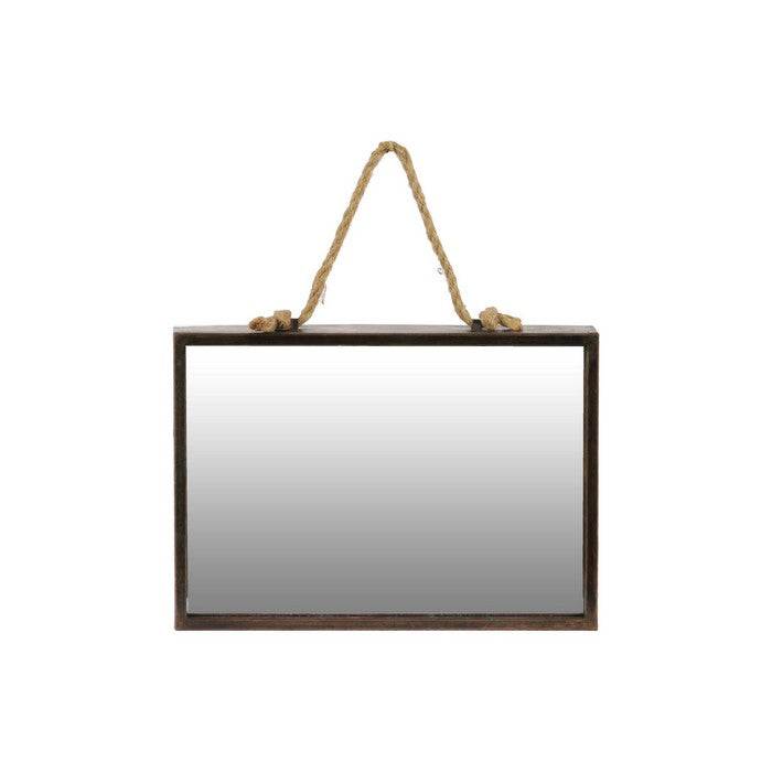 Metal Frame Rectangular Wall Mirror with Rope Hanger, Set of 2, Bronze