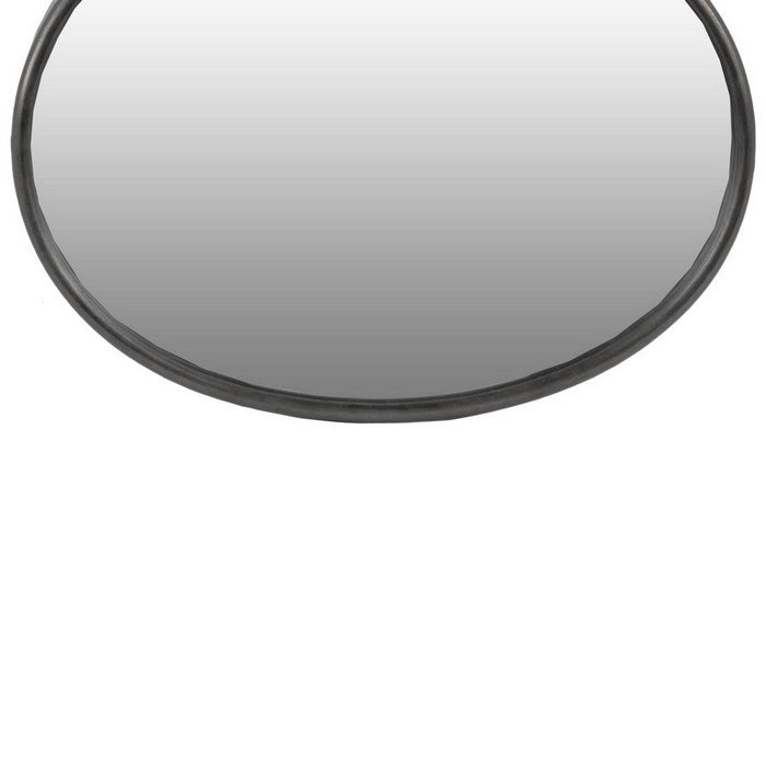 Metal Frame Round Wall Mirror with Rope Hanger, Set of 2, Gray