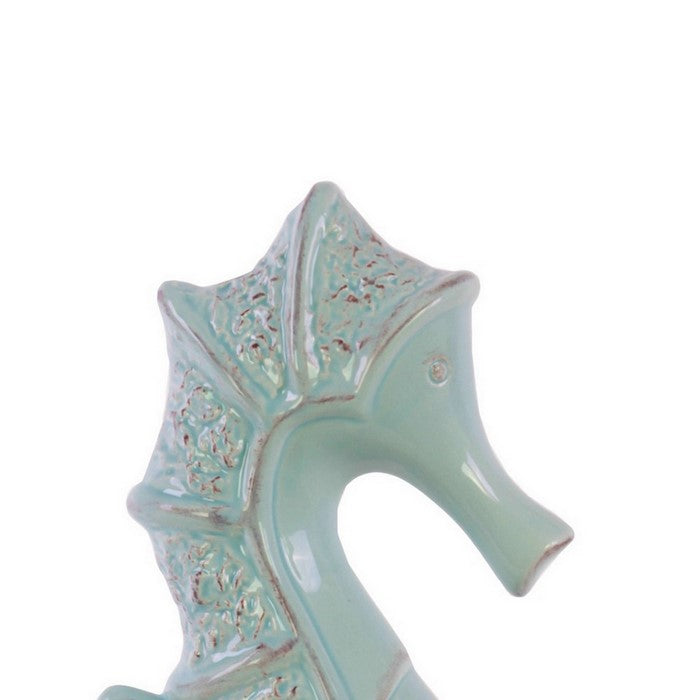 Seahorse Figurine with Sea Star Base, Set of 2, Turquoise Blue