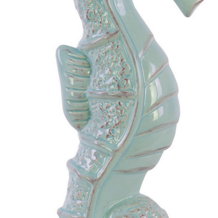 Seahorse Figurine with Sea Star Base, Set of 2, Turquoise Blue