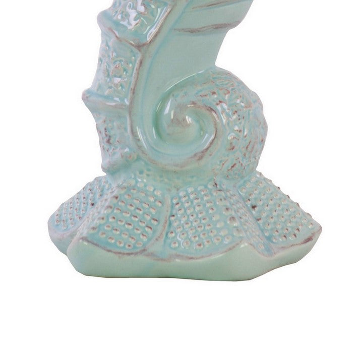 Seahorse Figurine with Sea Star Base, Set of 2, Turquoise Blue