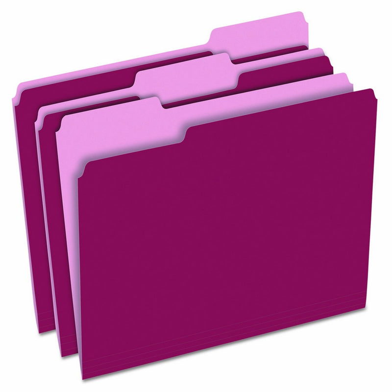 Pendaflex 15213BUR Colored File Folders, 1/3 Cut Top Tab, Letter, Burgundy/Light Burgundy (Box of 100)
