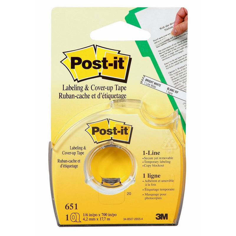 Post-it Labeling and Cover-Up Tape 651, 1/6-inch x 700 Inches