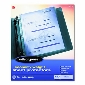 Wilson Jones Economy Weight Top-Loading Sheet Protectors, Clear, 100/Box (W21421)