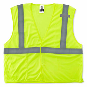 GloWear 8210HL ANSI Economy High Visibility Lime Reflective Safety Vest, Hook & Loop Closure, Large/X-Large