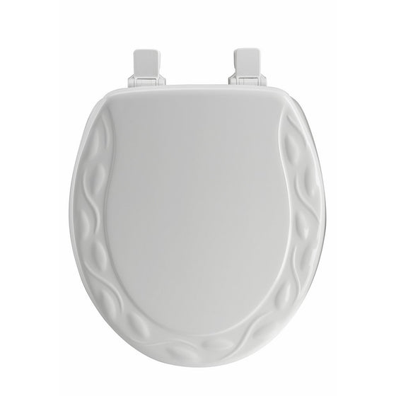 Mayfair Ivy Sculptured Molded Wood Toilet Seat Featuring Easy Clean & Change Hinges and STA-TITE Seat Fastening System, Round, White, 34ECA 000