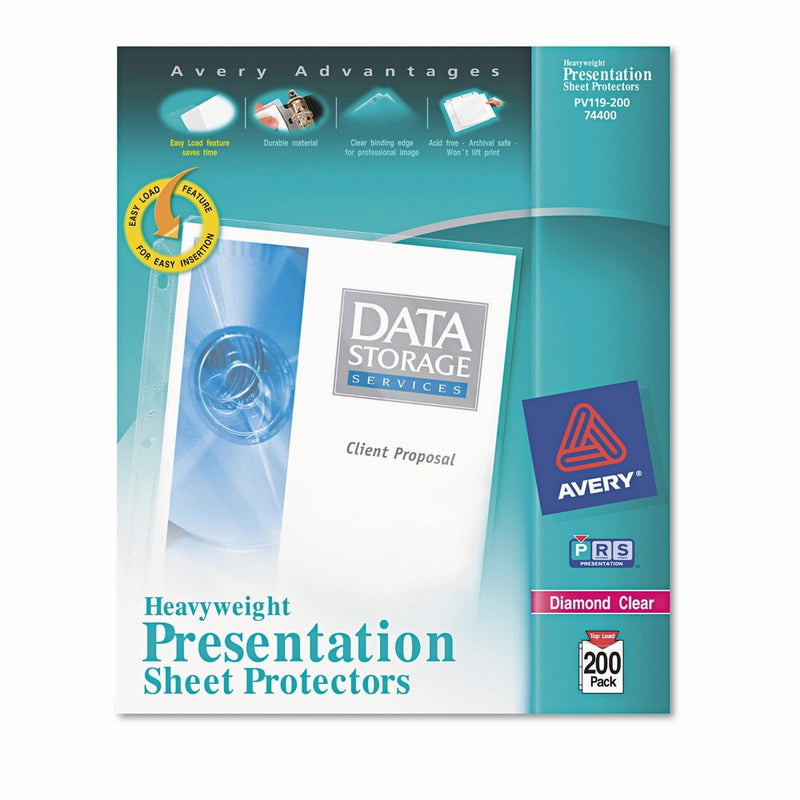 Avery Heavyweight Diamond Clear Sheet Protectors, 8.5" x 11", Acid-Free, Archival Safe, Easy Load, 200ct (74400)