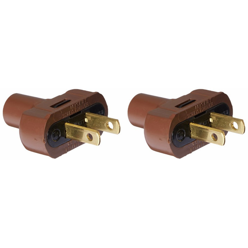Leviton L00-48643-000 Flat Plug Residential 15 Amp 2 Pole, 2W Nema 1 - 15 Pole Ul Brown Carded