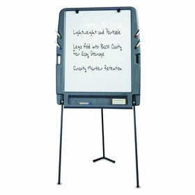 Iceberg ICE30227 Portable Flipchart Easel with Dry Erase Whiteboard Surface, Blow-molded Plastic Frame, 35" Length x 30" Width x 73" Height, Charcoal