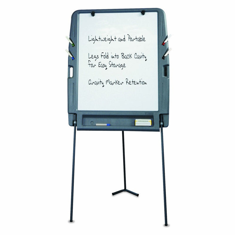 Iceberg ICE30227 Portable Flipchart Easel with Dry Erase Whiteboard Surface, Blow-molded Plastic Frame, 35" Length x 30" Width x 73" Height, Charcoal