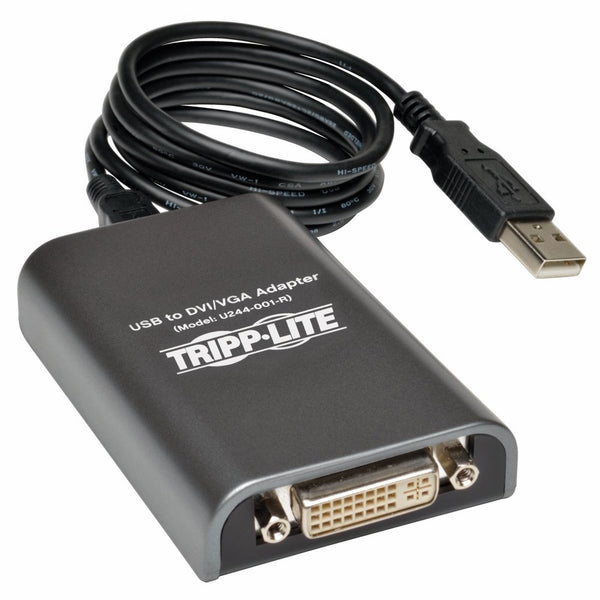 Tripp Lite USB 2.0 to DVI/VGA Dual/Multi-Monitor External Video Graphics Card Adapter, 128 MB SDRAM, 1080p (U244-001-R)