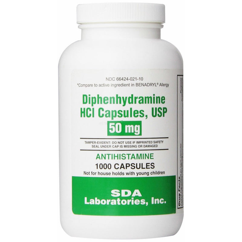 SDA Laboratories, INC Generic Benadryl Allergy - Diphenhydramine (50mg) - 1000 Capsules