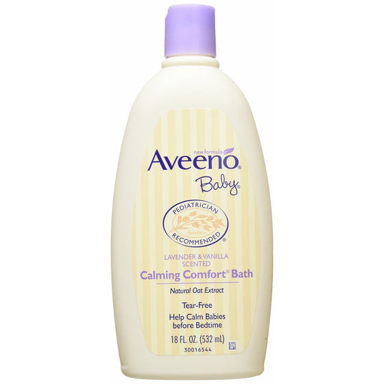 Aveeno Baby Calming Comfort Bath, Lavender & Vanilla, 18-Fluid Ounces Bottles (Pack of 3)