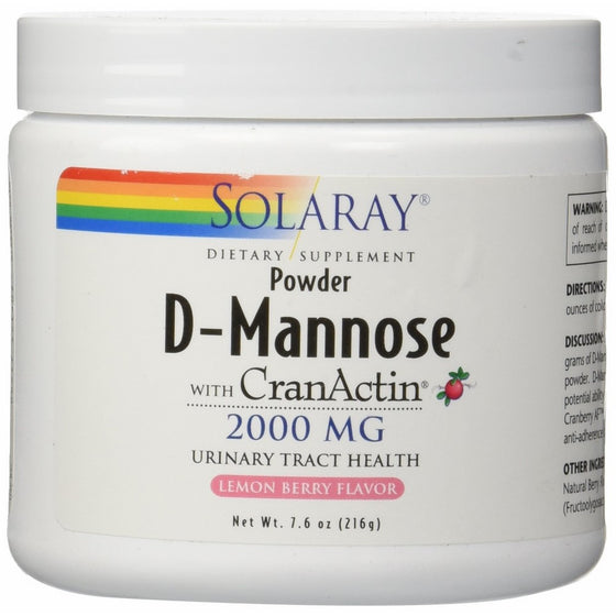 Solaray D-Mannose with cranactin Powder Lemon Berry, 216 Gram