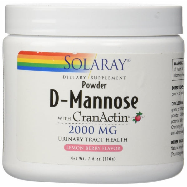 Solaray D-Mannose with cranactin Powder Lemon Berry, 216 Gram