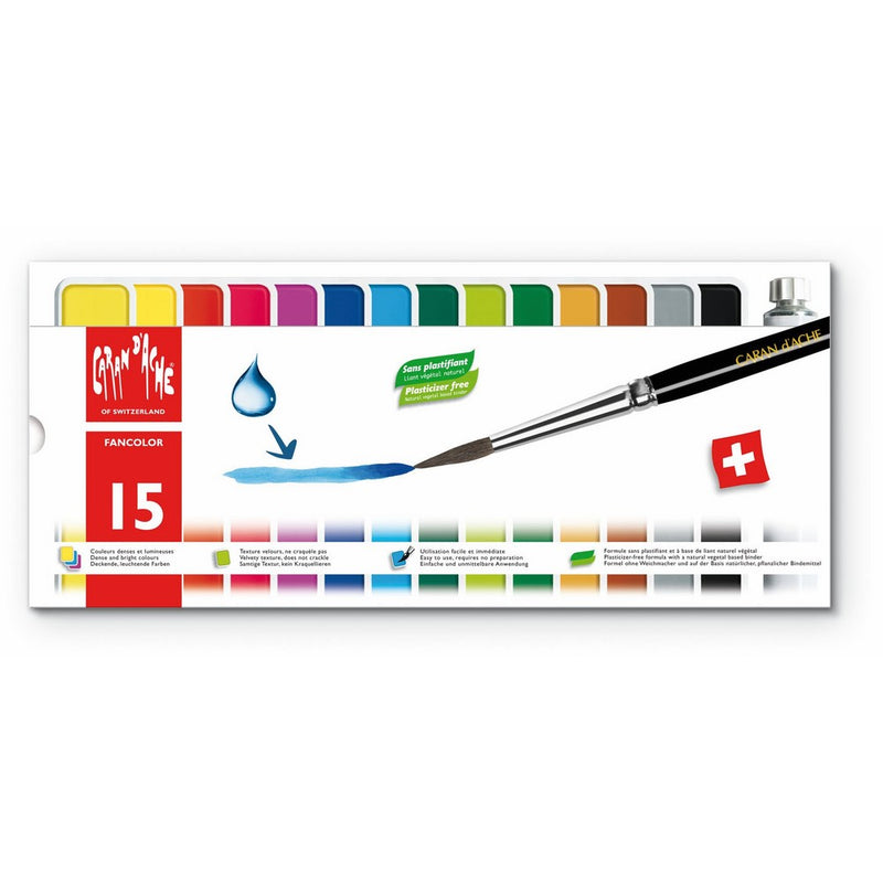 Caran d'Ache Fancolor Tempera, 15 Colors