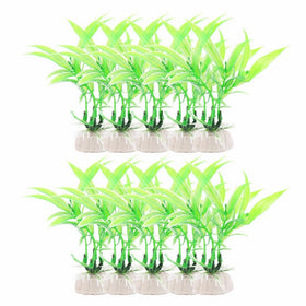 uxcell 10 pcs Aqua Landscape Green Plastic Aquarium Plants Betta Fish Tank Ornament