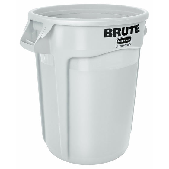 Rubbermaid Commercial BRUTE Heavy-Duty Round Waste/Utility Container with Venting Channels, 20-gallon, White (FG262000WHT)