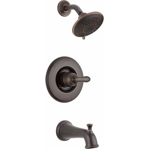 Delta T14494-RB Linden 14 Series Single-Function Tub and Shower Trim Kit with 5-Spray Touch Clean Shower Head, Venetian Bronze (Valve Not Included)