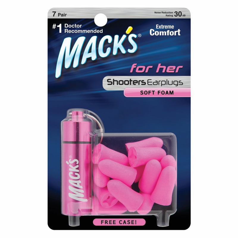Mack's Shooters for Her Foam 7 Pair Earplugs with Free Travel Case
